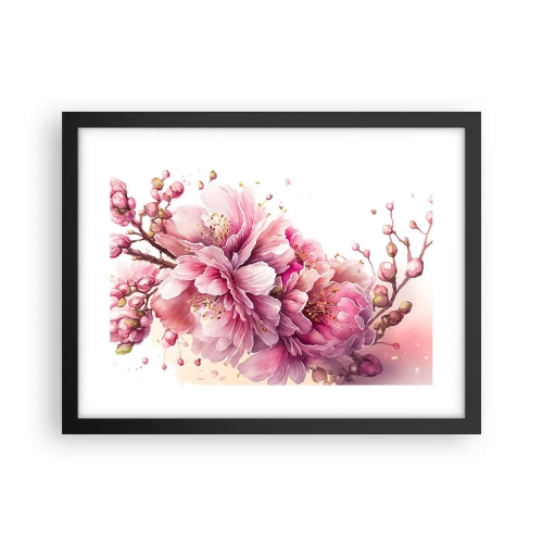 Affisch i svart ram - Blommande körsbärsblomma - 40x30 cm