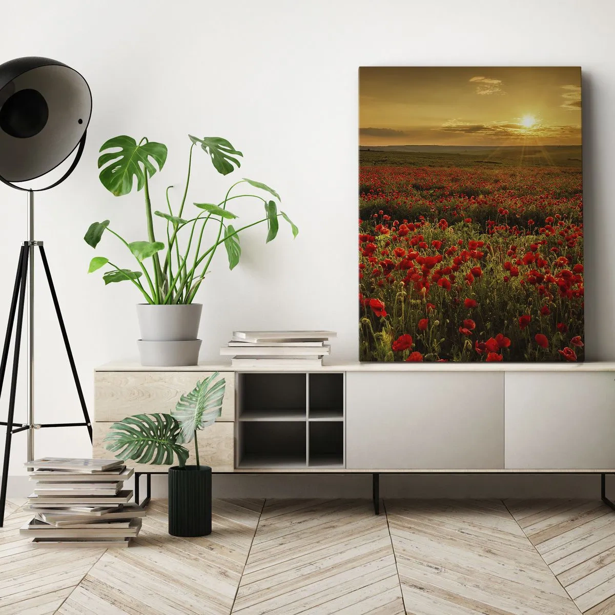Canvastavla - Bild på duk - Bland brusande ängars vågor, bland blommornas flod - 50x70 cm