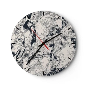 Väggklocka - Klocka på glas - Motsatsernas interpenetration - 40x40 cm