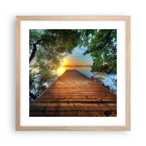 Affisch i ram av ljusek - Sakta ner, sätt dig - 40x40 cm