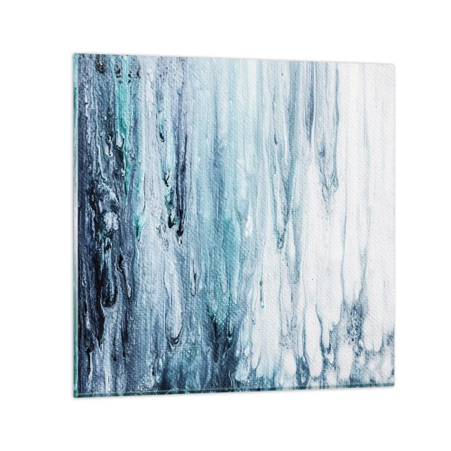 Glastavla - Bild på glas - Blåa istappar - 40x40 cm