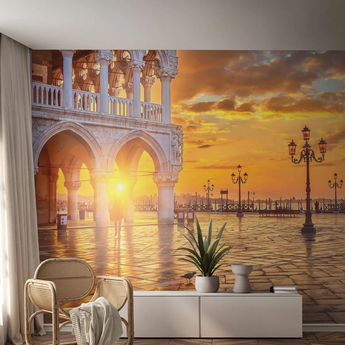 Fototapet Premium Sand - Var är alla? - Stad, Venedig, Arkitektur - 100x70 cm