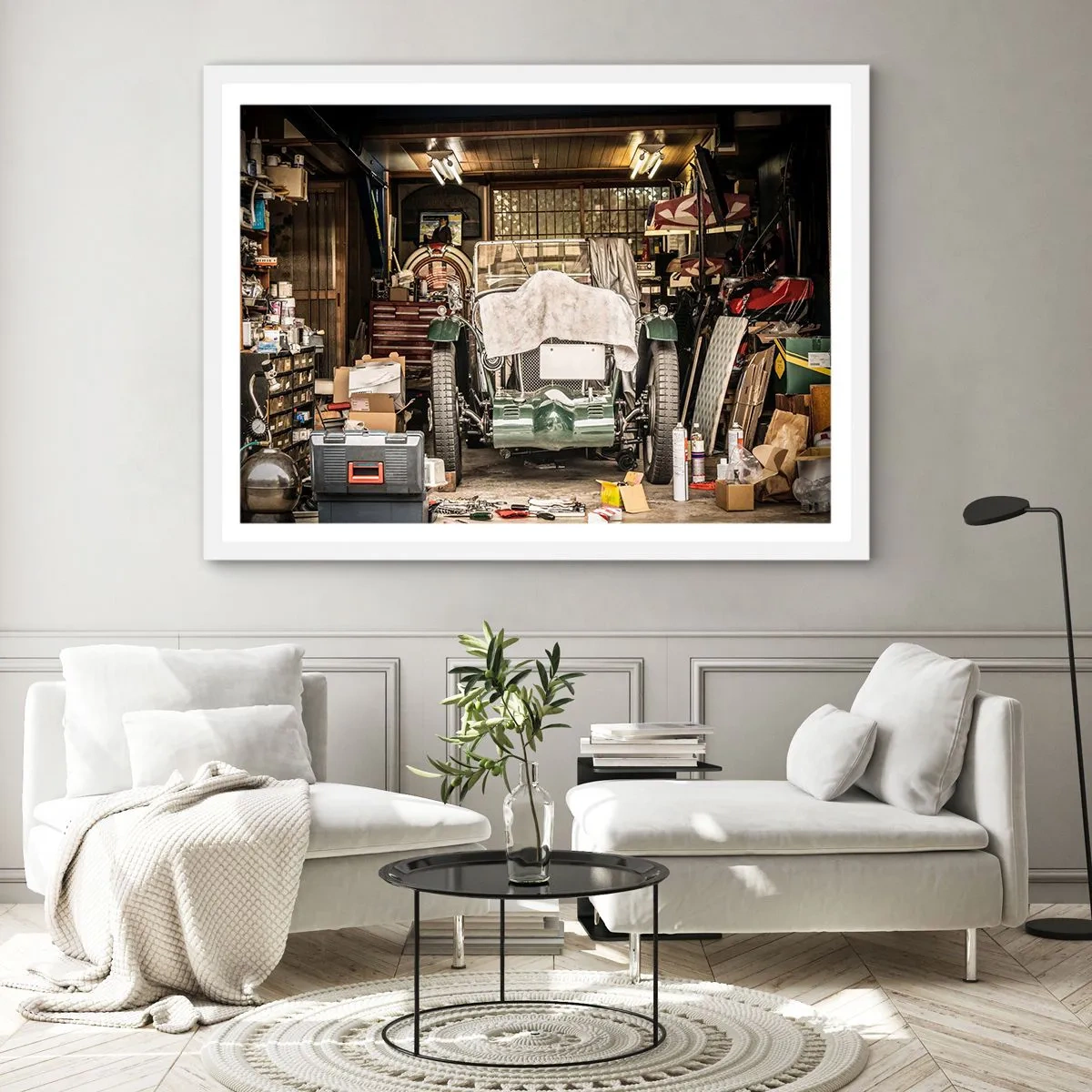 Affisch i vit ram - Tillbaka till det förflutna - 100x70 cm