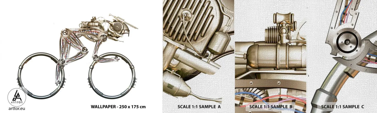 Provbit av fototapet Premium Canvas - Underbar maskin - Abstraktion, Cykel, Grafik - 100x30 cm