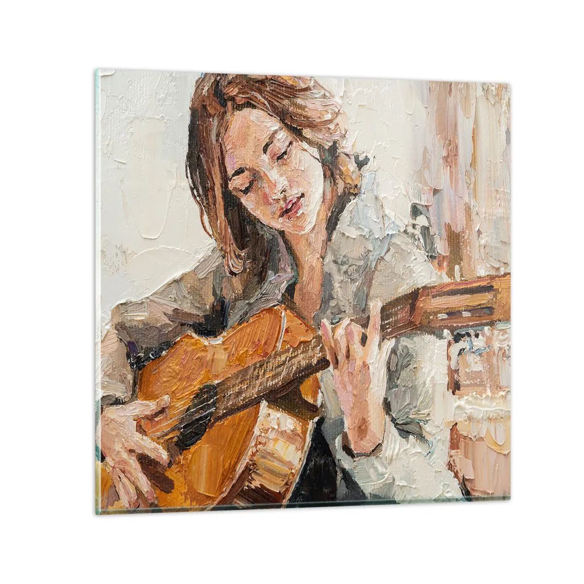 Glastavla - Bild på glas - Konsert för gitarr och en flickas hjärta - 60x60 cm