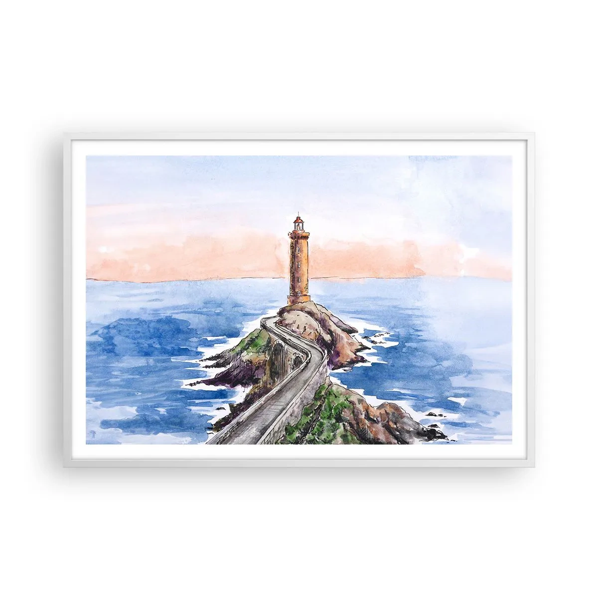 Affisch i vit ram - Vänd mot havet - 100x70 cm