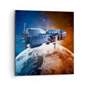 Canvastavla - Bild på duk - Uppmärksam åskådare - 70x70 cm