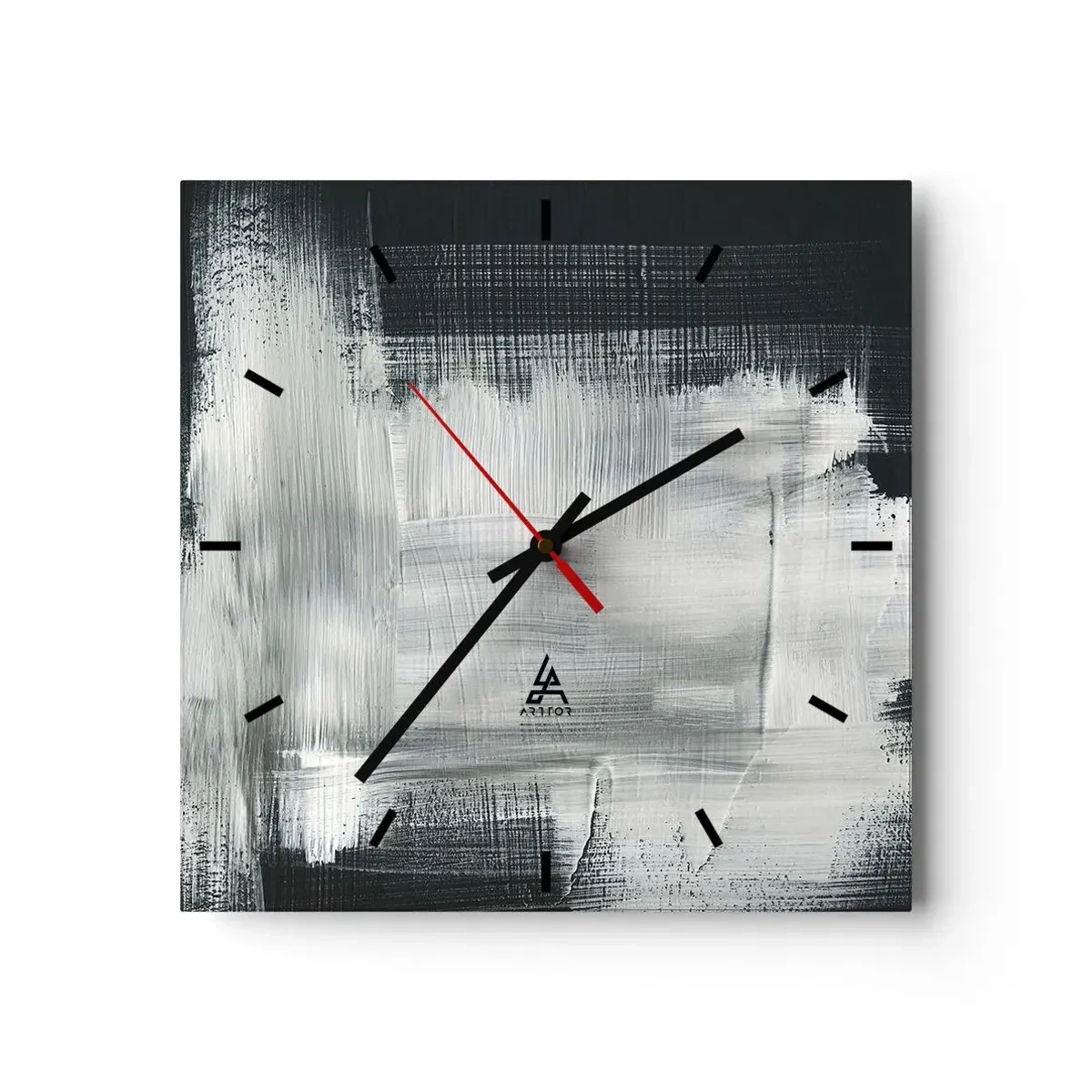Väggklocka - Klocka på glas - Vävd av det vertikala och horisontella - 40x40 cm