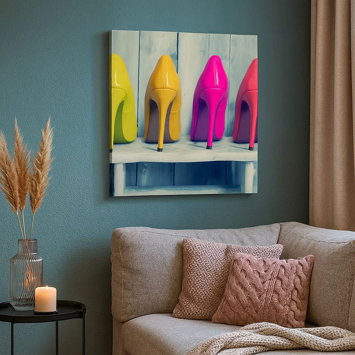 Canvastavla - Bild på duk - En promenad på regnbågen - 30x30 cm