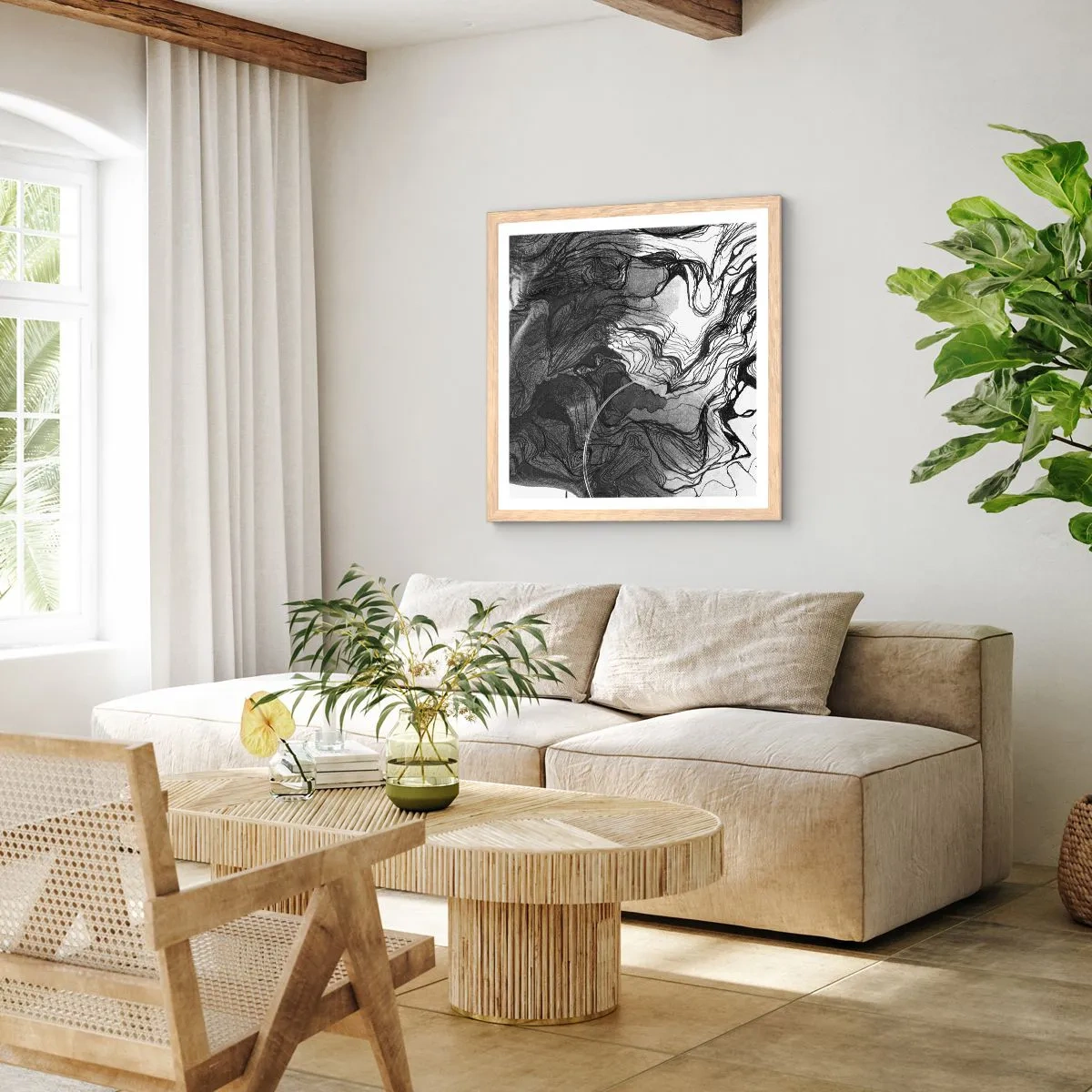 Affisch i ram av ljusek - Tilltrasslad i drömmarna - 60x60 cm