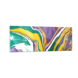 Glastavla - Bild på glas - Färgvågor - 140x50 cm