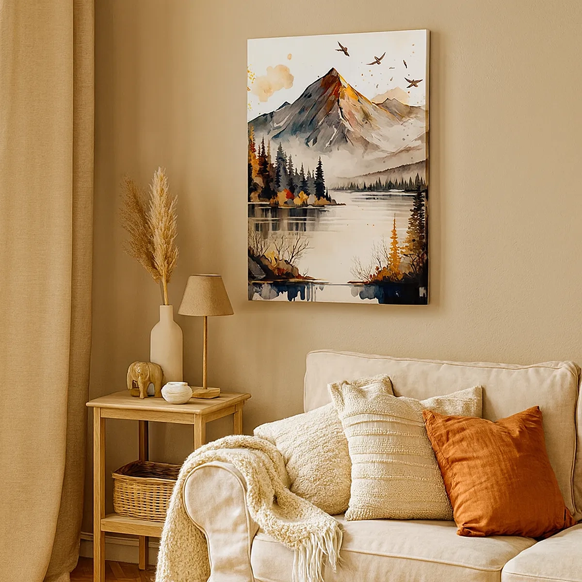 Canvastavla - Bild på duk - Gyllene höst i fjällen - 50x70 cm