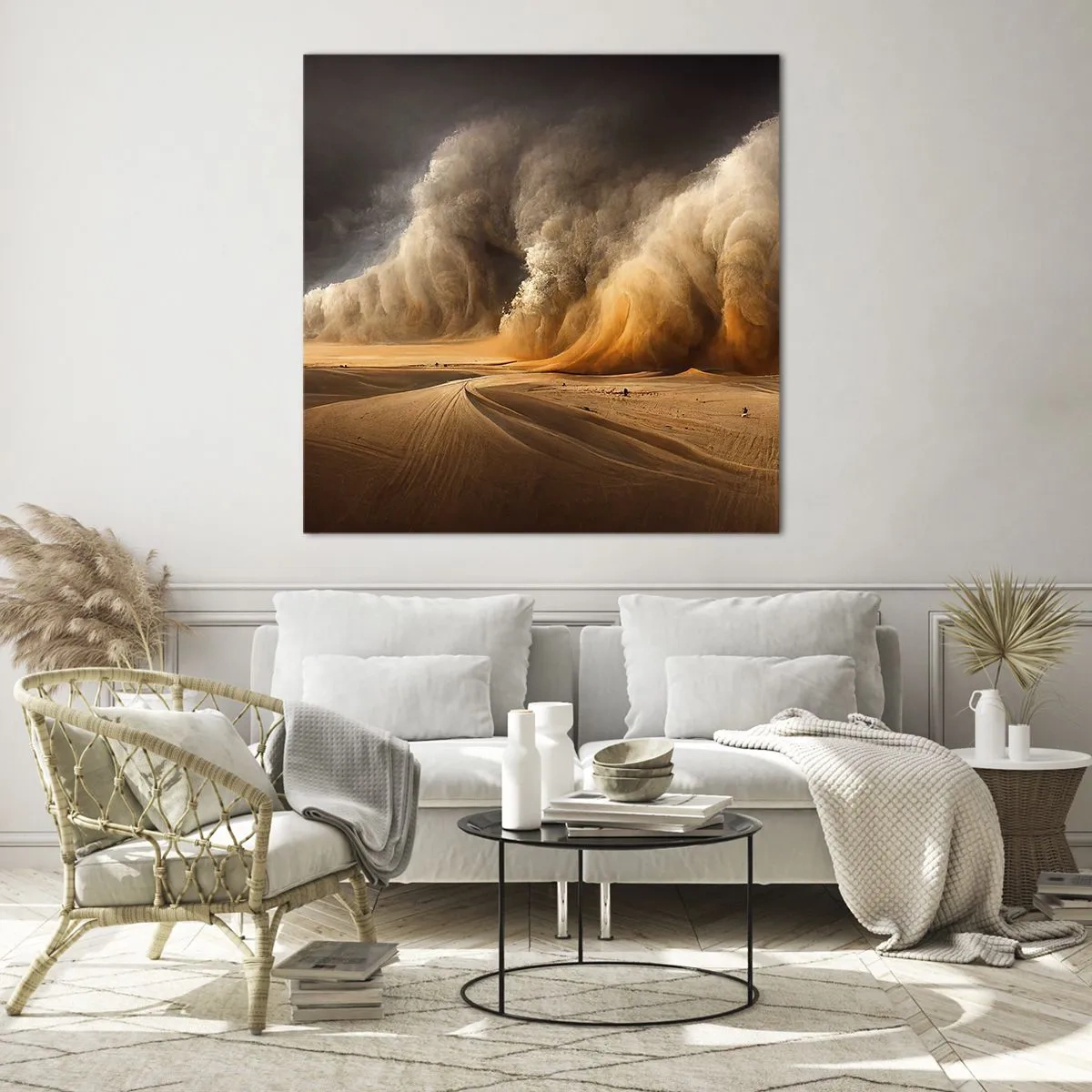 Glastavla - Bild på glas - Öknens vrede - 60x60 cm