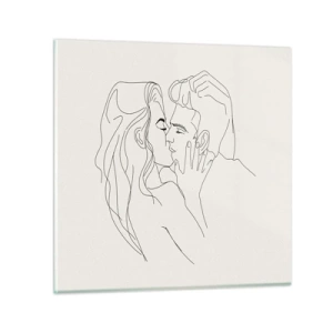 Glastavla - Bild på glas - I kärlekens famn - 40x40 cm