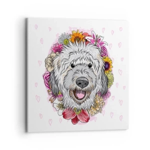 Canvastavla - Bild på duk - Valpglädje - 70x70 cm