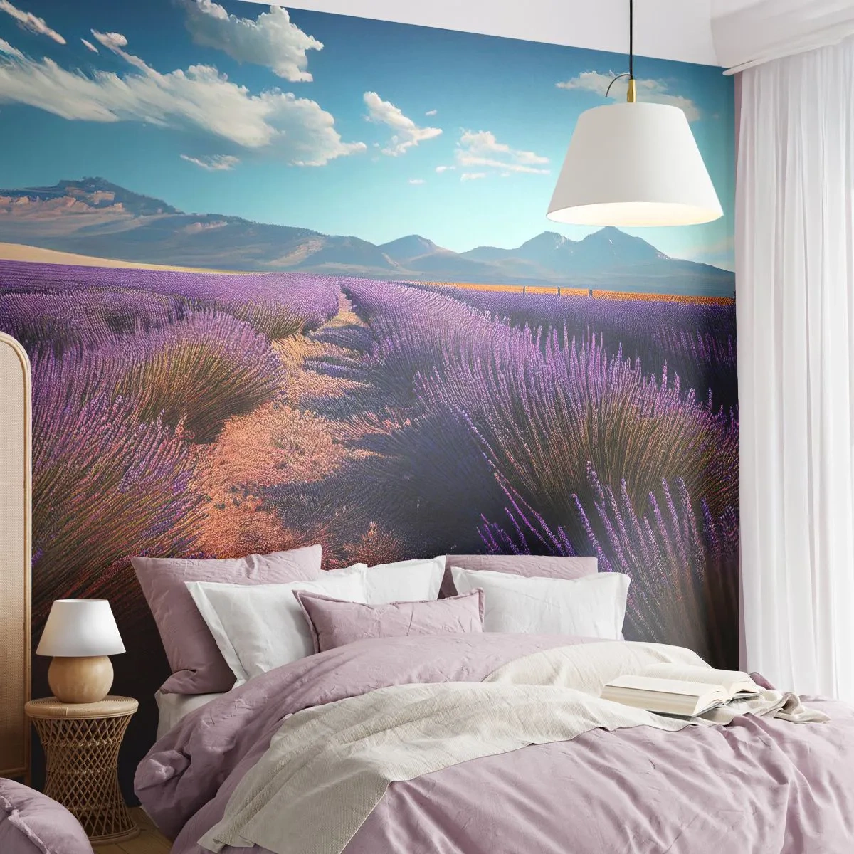 Fototapet Premium Sand - Doftande fält - Lavendel, Horisont, Landskap - 300x210 cm