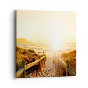 Canvastavla - Bild på duk - Genom sanddynan mot solen - 40x40 cm