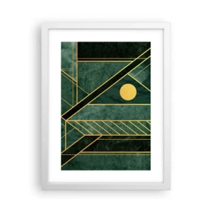 Affisch i vit ram - Dynamik av guld och azurblå - 30x40 cm