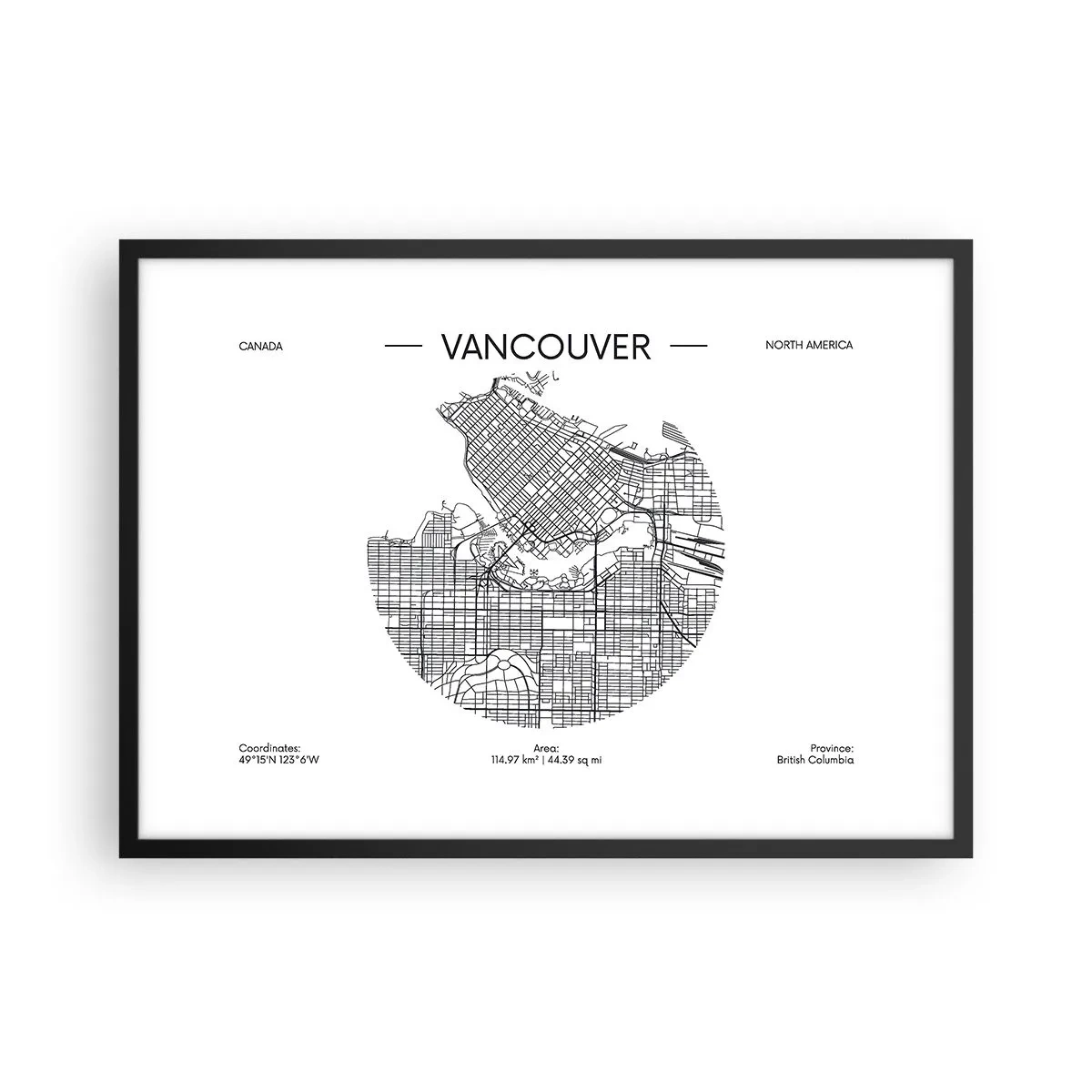 Affisch i svart ram - Vacouvers anatomi - 70x50 cm