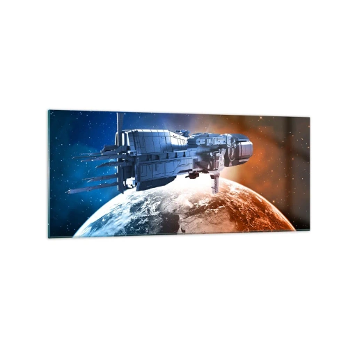 Glastavla - Bild på glas - Uppmärksam åskådare - 120x50 cm