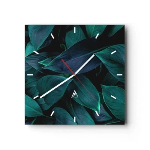 Väggklocka - Klocka på glas - Grönskan själv - 30x30 cm