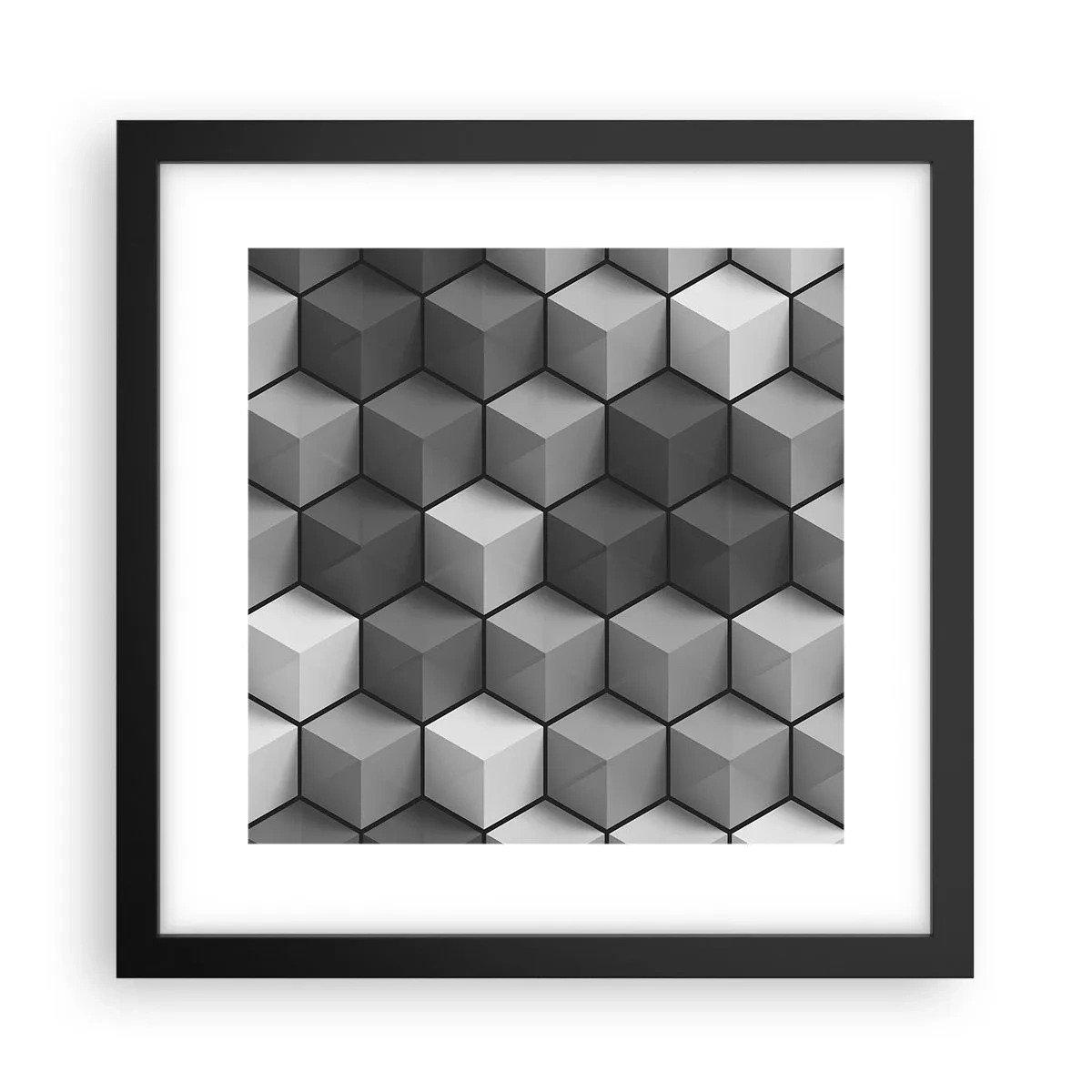 Affisch i svart ram - Kubistiskt pussel - 30x30 cm