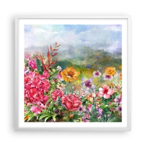 Affisch i vit ram - En trädgård som blivit galen - 60x60 cm