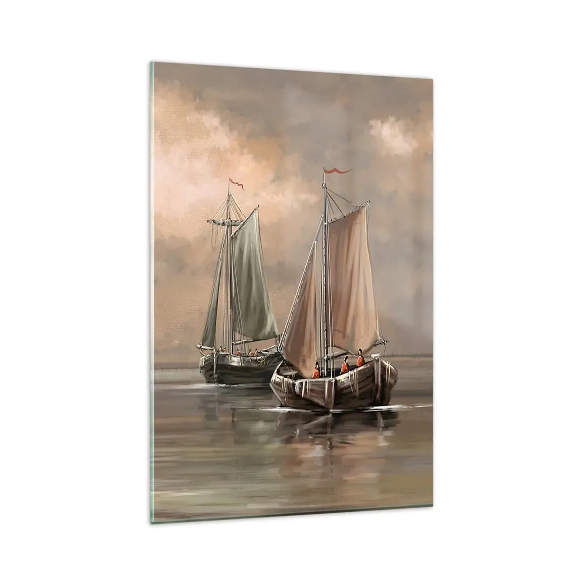 Glastavla - Bild på glas - Seglarnas hemkomst - 80x120 cm