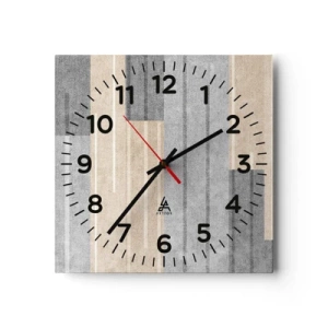 Väggklocka - Klocka på glas - Komposition: allt i lod - 40x40 cm