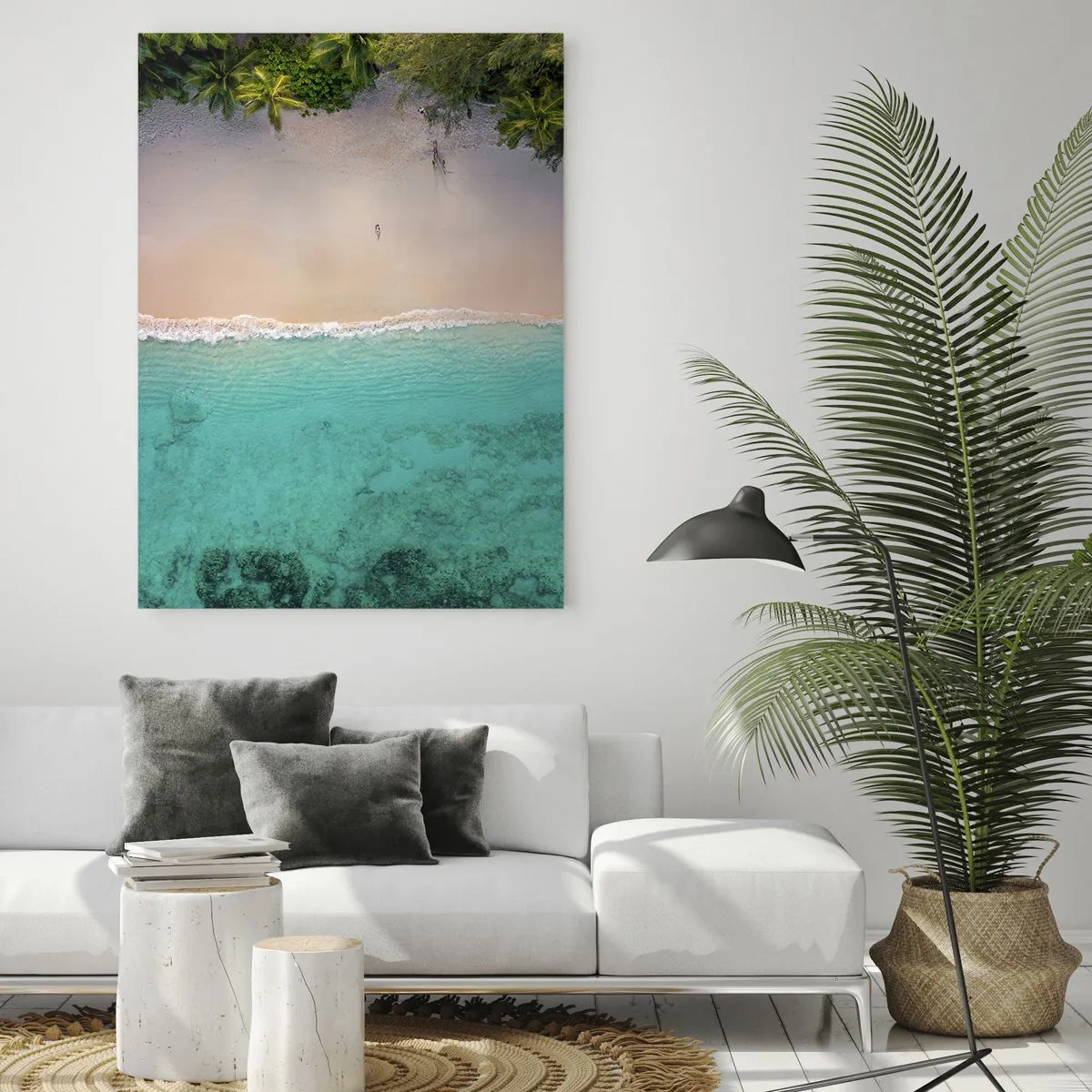 Glastavla - Bild på glas - En strand i paradiset - 70x100 cm
