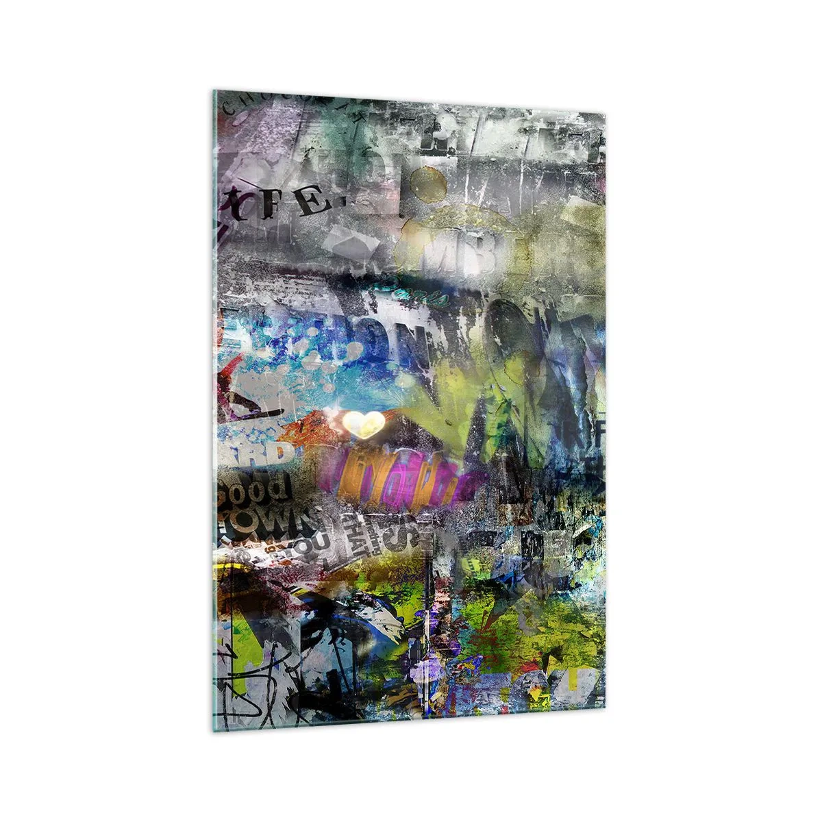 Glastavla - Bild på glas - Collage med minnen - 70x100 cm