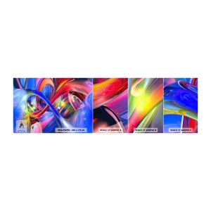 Provbit av självhäftande fototapet Deluxe Sticker - Färgdans - Abstraktion, 3D, Grafik - 100x30 cm