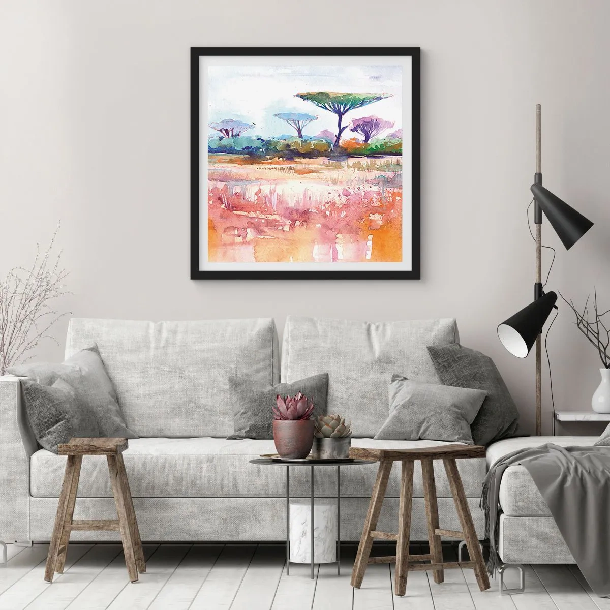 Affisch i svart ram - Savannens färg - 30x30 cm