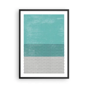 Affisch i svart ram - Geometriskt mönster med turkosa och vita inslag i minimalistisk stil - 50x70cm - Balanserad komposition - Modern väggdekoration för vardagsrum och sovrum ARTTOR