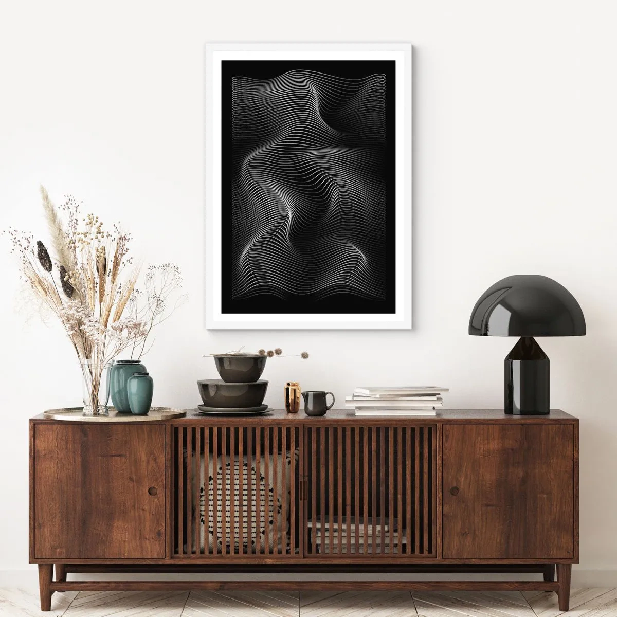 Affisch i vit ram - Ljusets dans i rymden - 50x70 cm