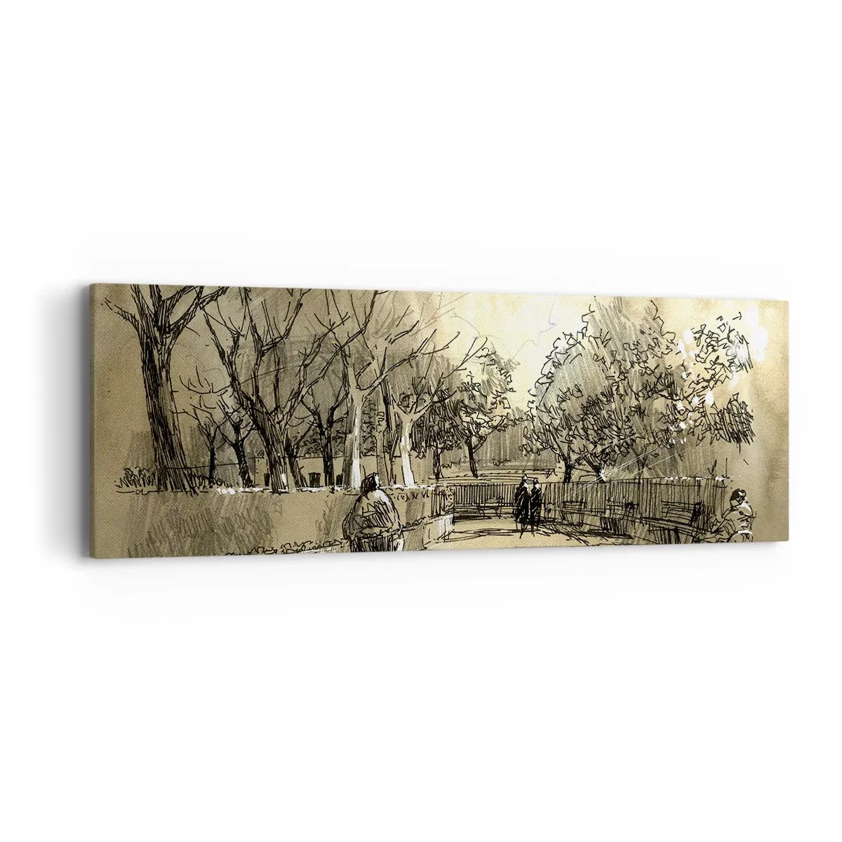Canvastavla - Bild på duk - En stund fångad med penna - 90x30 cm