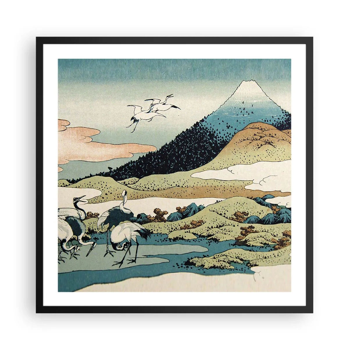 Affisch i svart ram - I japansk anda - 60x60 cm