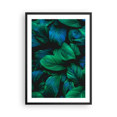 Affisch i svart ram - Gröna blad i intensiva nyanser - 50x70cm - I gröna folkmassan - Modern väggdekoration för vardagsrum och sovrum ARTTOR