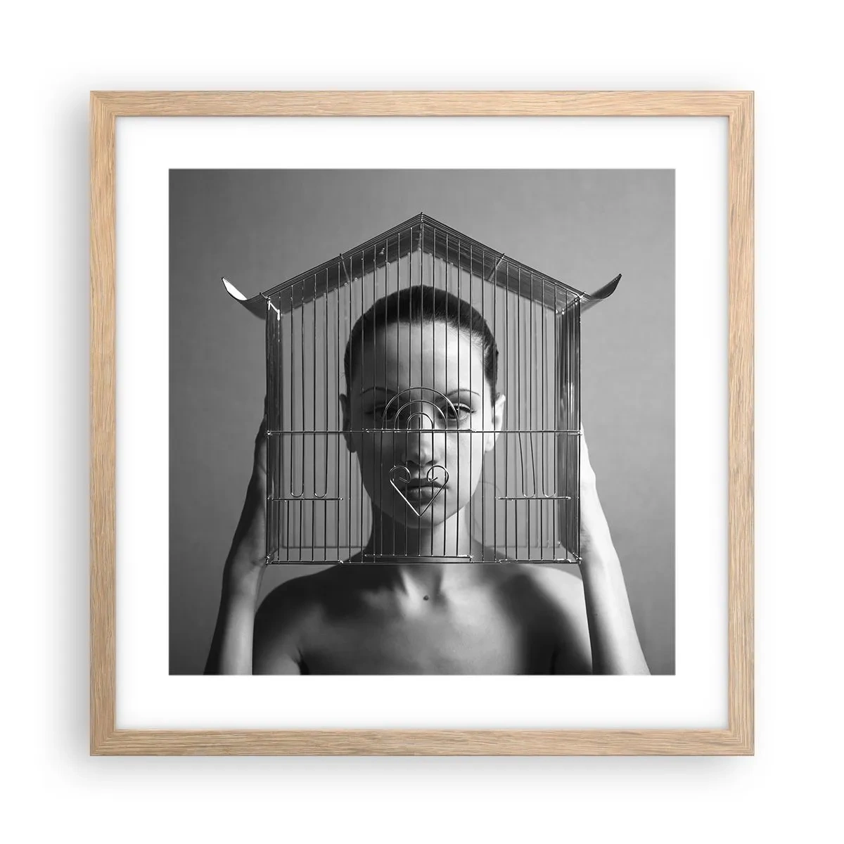 Affisch i ram av ljusek - Något surrealistisk porträtt - 40x40 cm