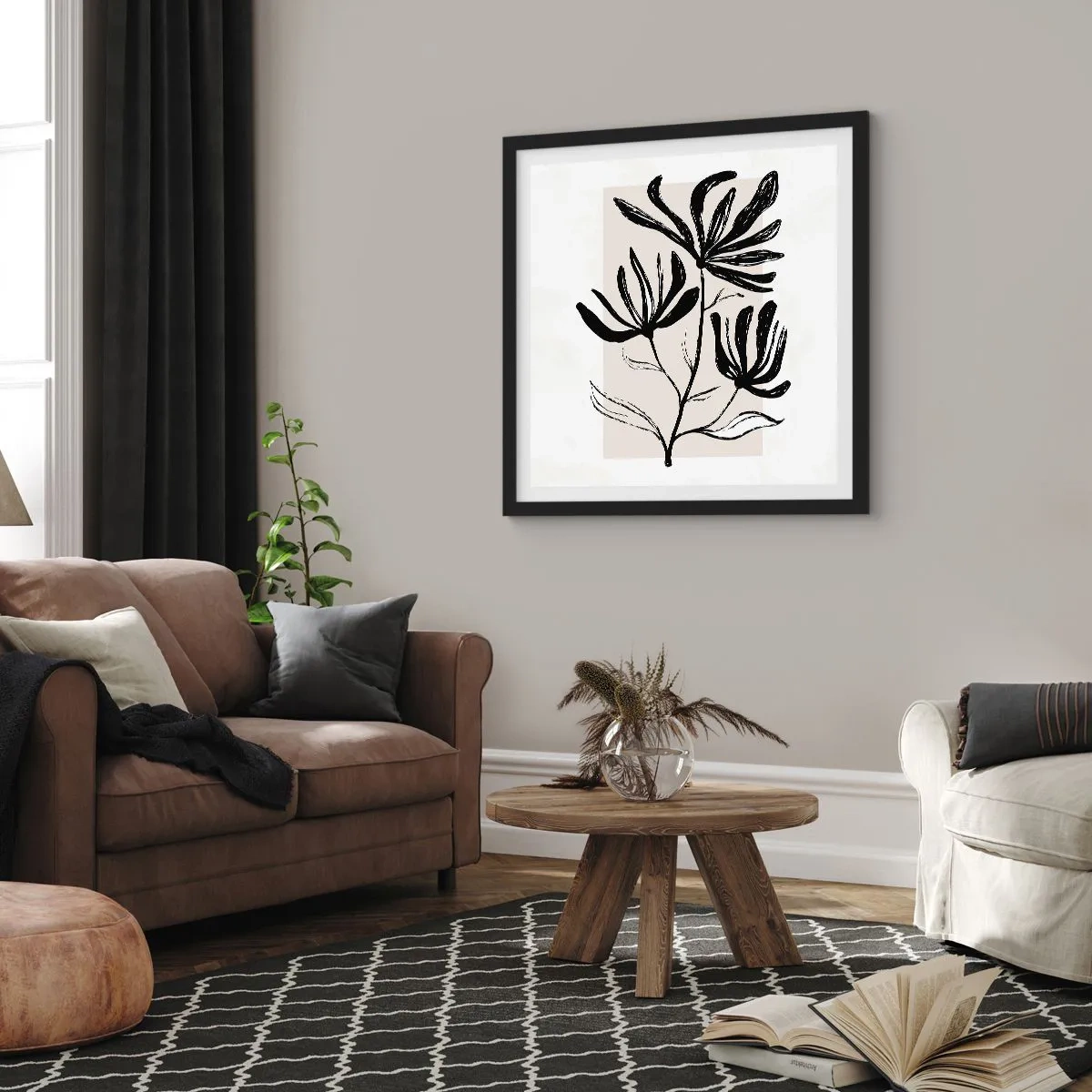 Affisch i svart ram - Skiss för ett herbarium - 50x50 cm