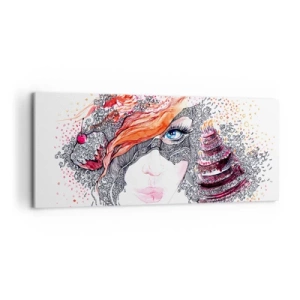 Canvastavla - Bild på duk - Med henne har vi högtid varje dag - 120x50 cm