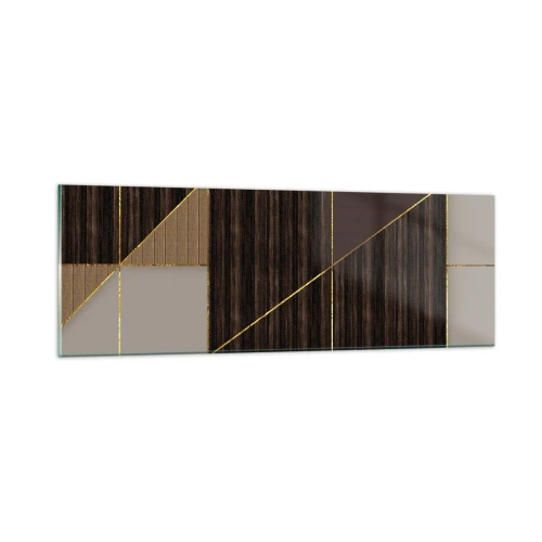 Glastavla - Bild på glas - Mosaik av brun och guld - 90x30 cm