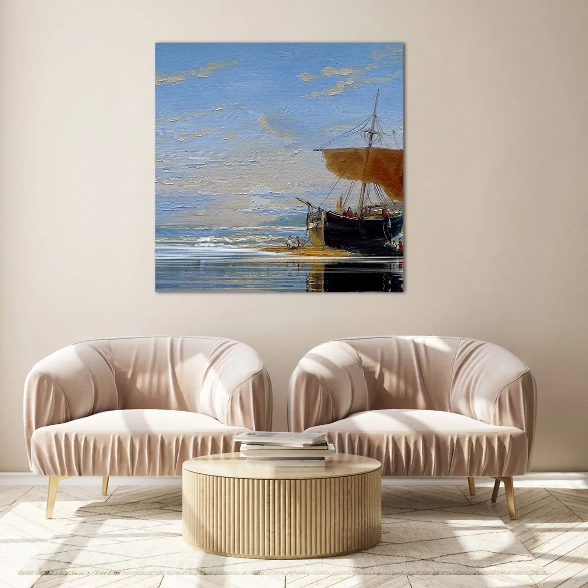 Glastavla - Bild på glas - Vatten, jord, luft - 50x50 cm