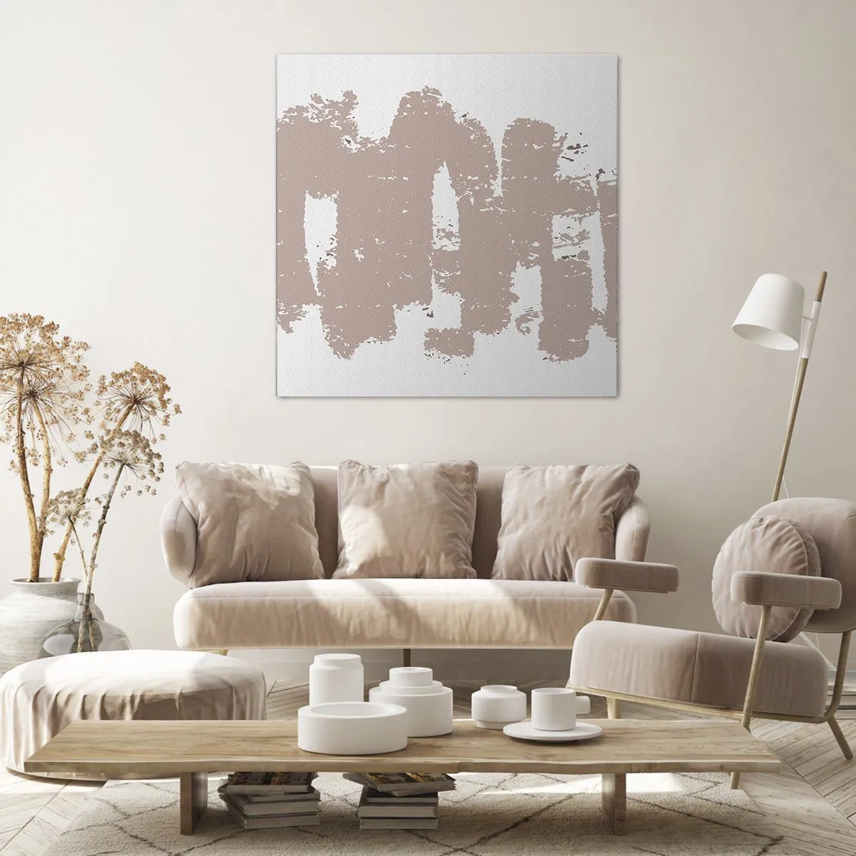 Canvastavla - Bild på duk - Abstraktion i mjuk rosa - 40x40 cm