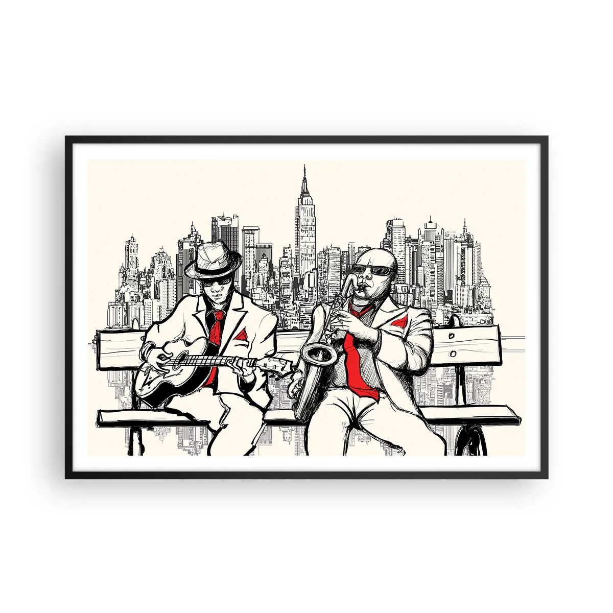Affisch i svart ram - New Yorks improvisation - 100x70 cm