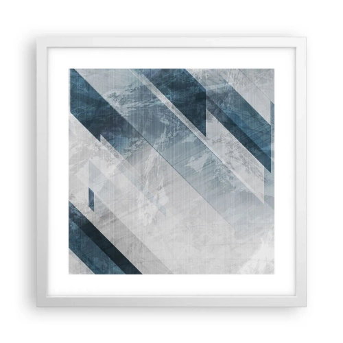 Affisch i vit ram - Tredimensionell komposition – gråhetens rörelse - 40x40 cm