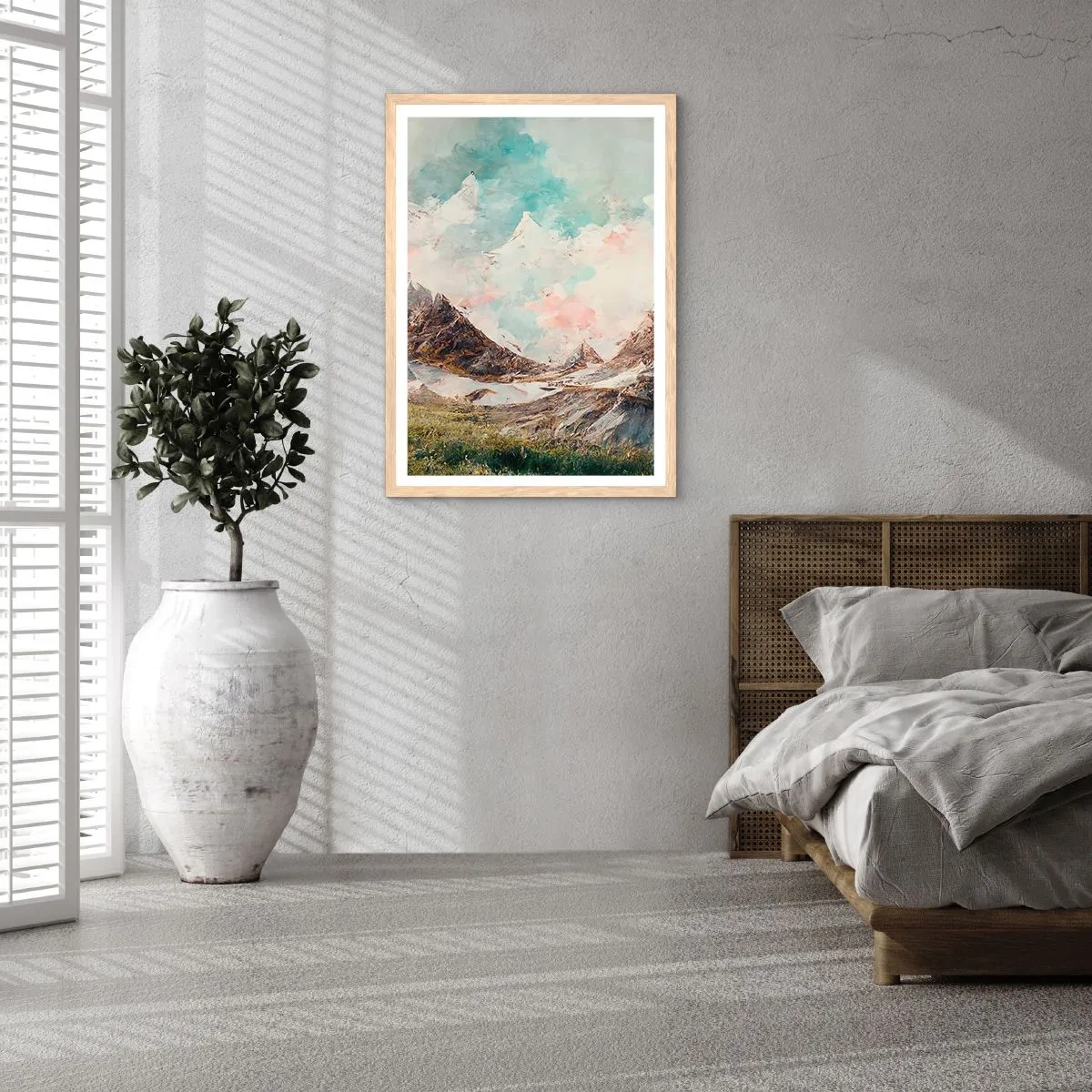 Affisch i ram av ljusek - Steniga blad - 30x40 cm