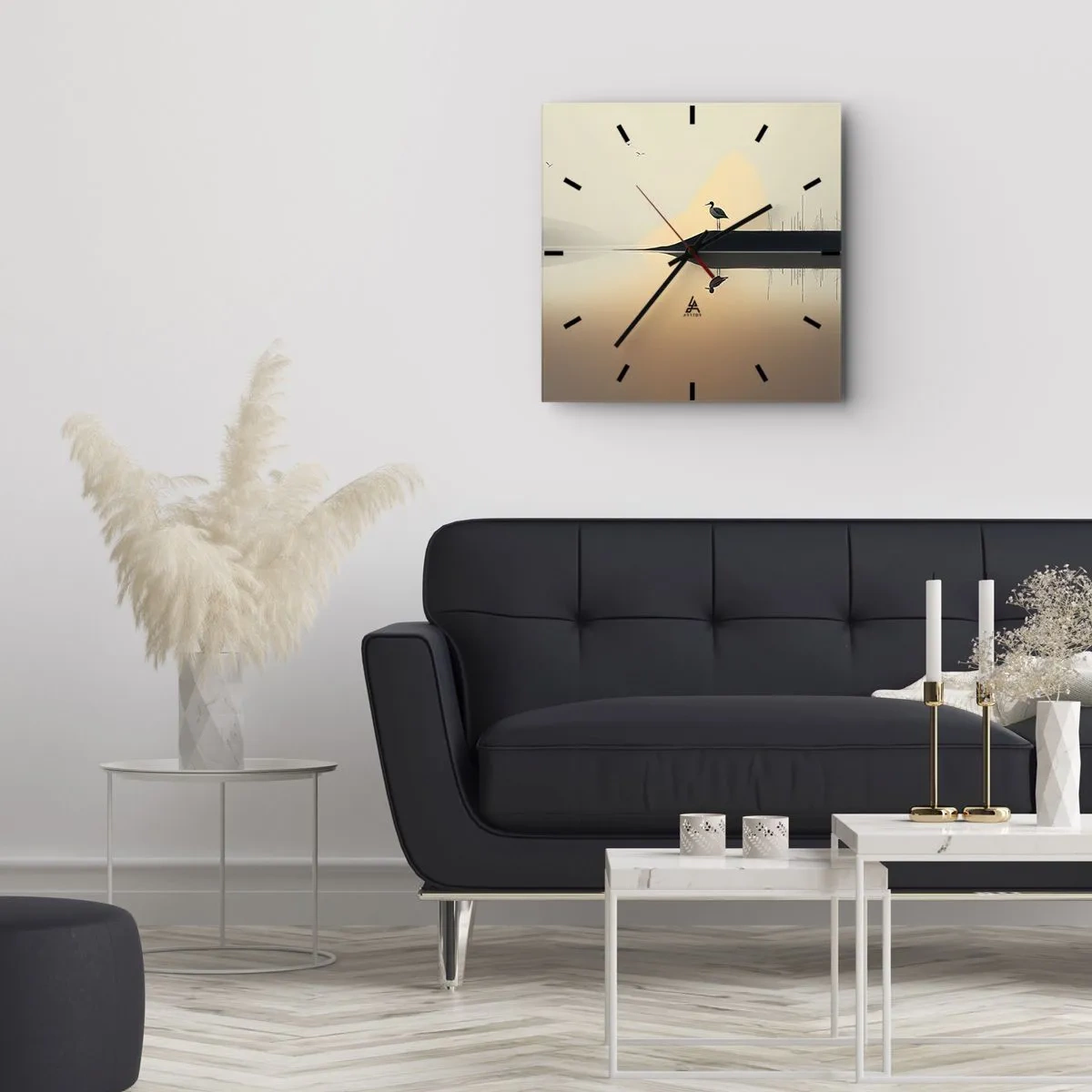 Väggklocka - Klocka på glas - Herre på sjön - 30x30 cm