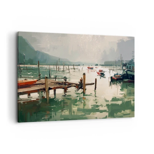 Canvastavla - Bild på duk - Täckt med smält måne - 100x70 cm