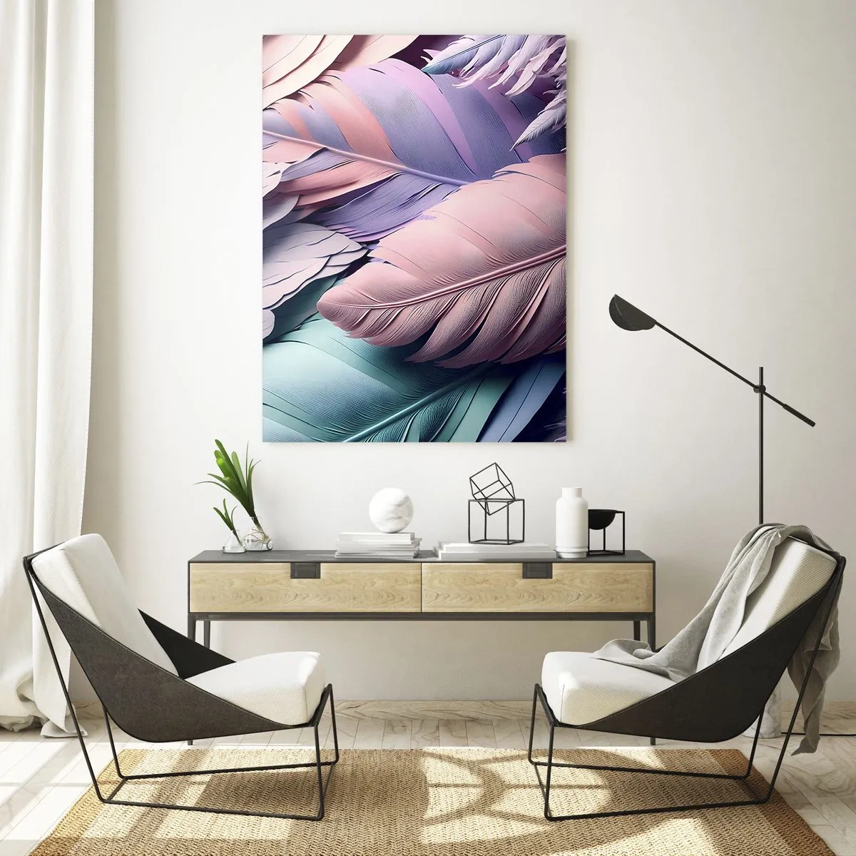 Glastavla - Bild på glas - Fågelstil - 50x70 cm